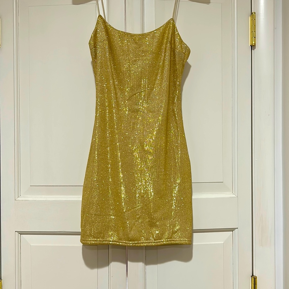 Babyboo Fashion Mikayla Mini Dress - Gold Glitter